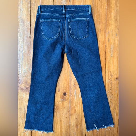 LOFT Dark Blue Raw-Hem Kick Crop High Waist Jeans Size 29, 8 - Picture 3 of 6